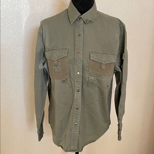 Ralph Lauren Olive Green Military-Style Button Shirt